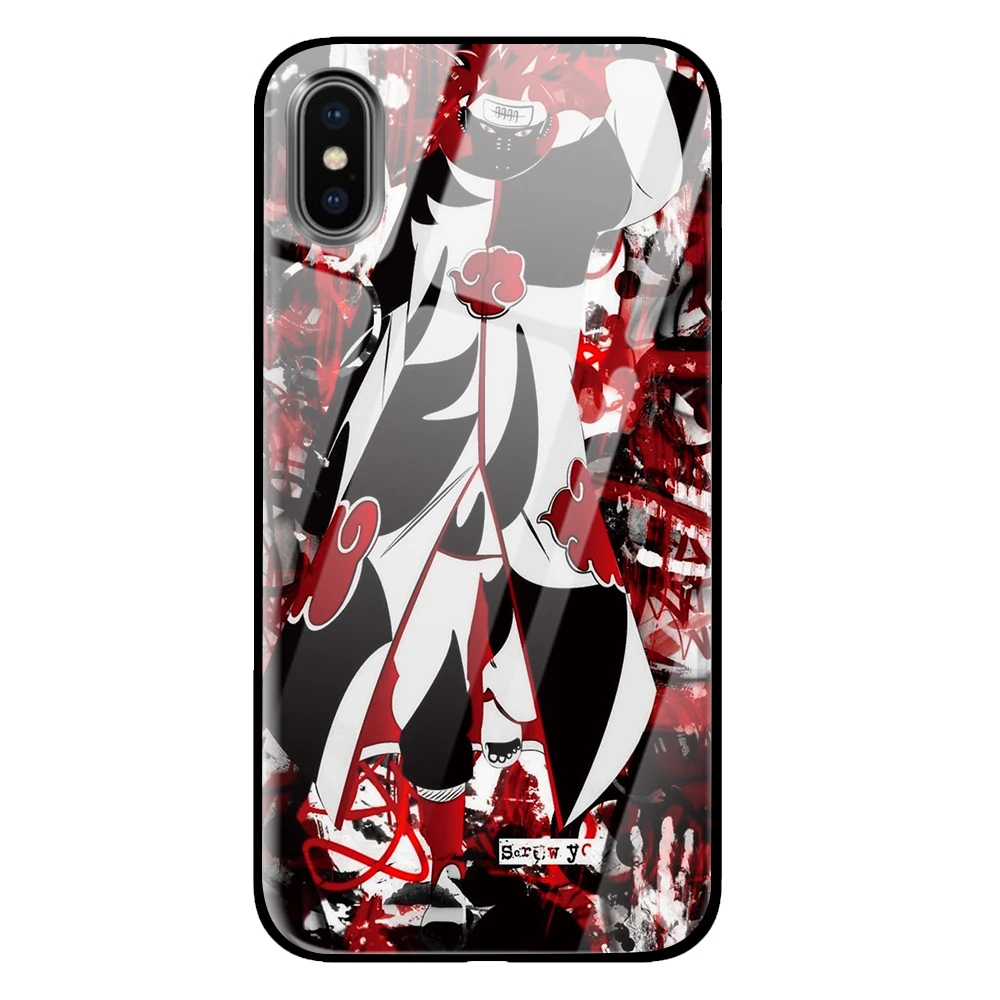 Аниме Наруто Akatsuki чехол закаленное стекло телефонные чехлы для iPhone 5 5S SE 6 6s 7 8 Plus X XS Max XR задняя крышка - Цвет: 2
