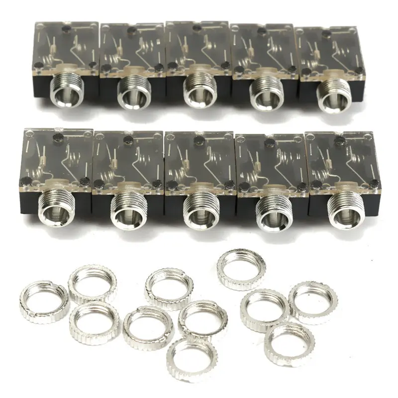 

10PCS PJ-324 Headphone Jack 3.5mm Audio Jack with Nut 5-pin Audio Headphone Jack Interface Female PJ324