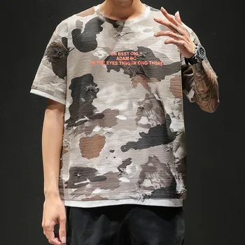 

2020 Short Sleeve T-shirts Men Casual Fashion Outdoor Men T-shirts Camo New Loose Camouflage Summer Cotton Plus Size