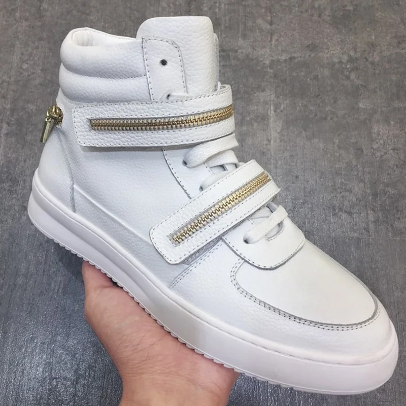 

OMDE Sneakers Men Shoes Autumn Winter High Top Shoes Luxury Shoes With Zippers Men's Sneaker Ankle Boots Casual Flats