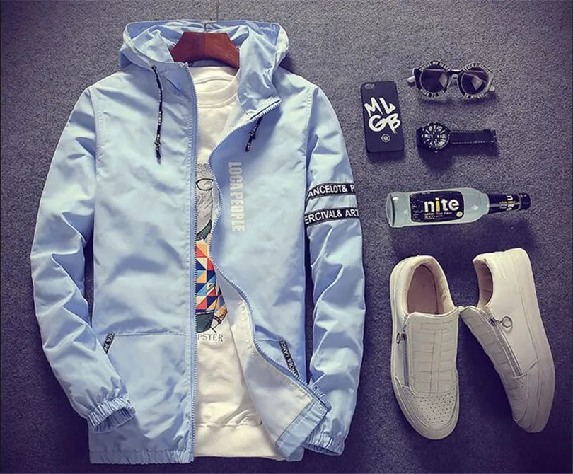Весенне-осенняя мужская Тонкая армейская зеленая куртка с капюшоном Slim Fit Yong мужская куртка для мальчика Студенческая ветровка куртка красный, белый, черный цвет