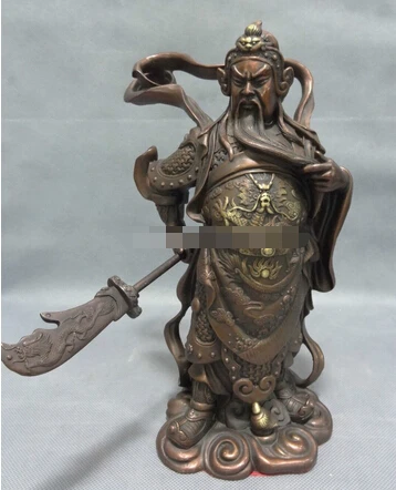  407 + 10 &quotКитайский чистый Бронзовый воин Меч Голова Дракона GuanGong Guan Yu God