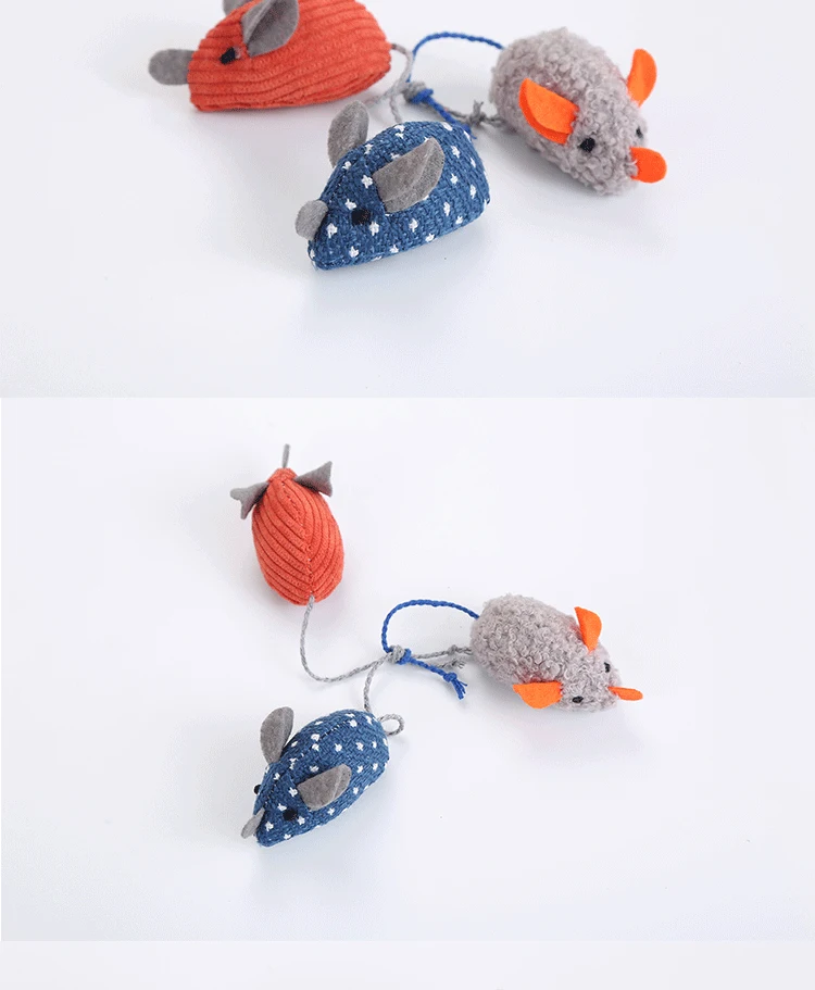 Cute Plush Cat Toys Little Mouse Cotton-filled Corduroy Cat Toys Funny False Mouse Pet Cat Toys Kitten Interactive Ball Cat Toys
