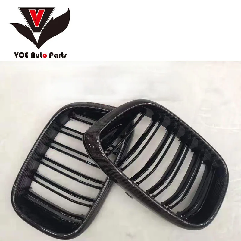 

G01 G02 2-slat Real Carbon Fiber Gloss Black Front Kidney Grill for BMW New X3 G01 New X4 Racing Grille G02 2018 2019 2020