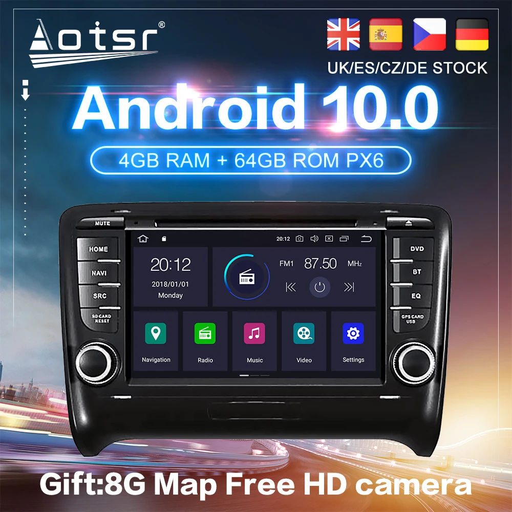 Android 10.0 PX6 For Audi TT 2 8J 2006 - 2014 Car GPS Navigation Auto Radio Stereo DVD Multimedia Video Player HeadUnit 2din DSP