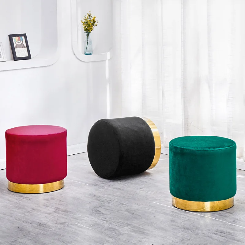 

Manufacturers Direct Selling Household Creative Northern European-Style Footstool Simple Sofa Stool Fabric Swell Subnet Red Dres
