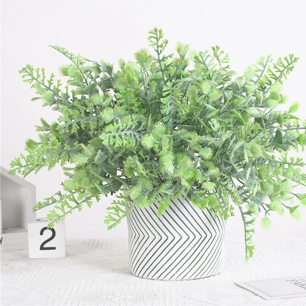 

5 Stems Greenery Home Desk Artificial Plant Living Room Flocking DIY Bushy Office Decorative Indoor Outdoor Bouquet Mini Leaves