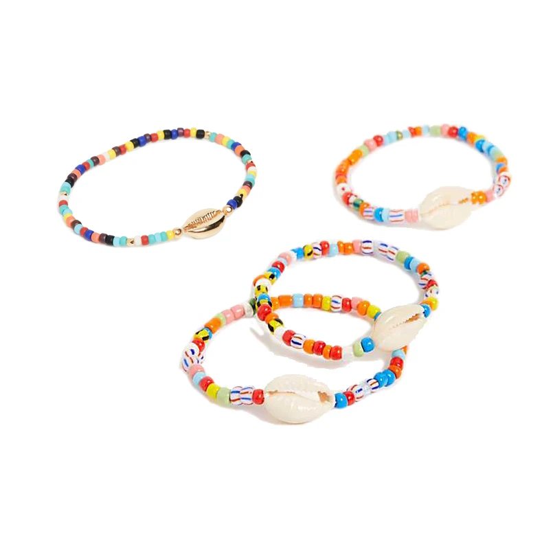 Женский эластичный браслет vsco Радужный Браслет с бусинами в богемном стиле бохо |