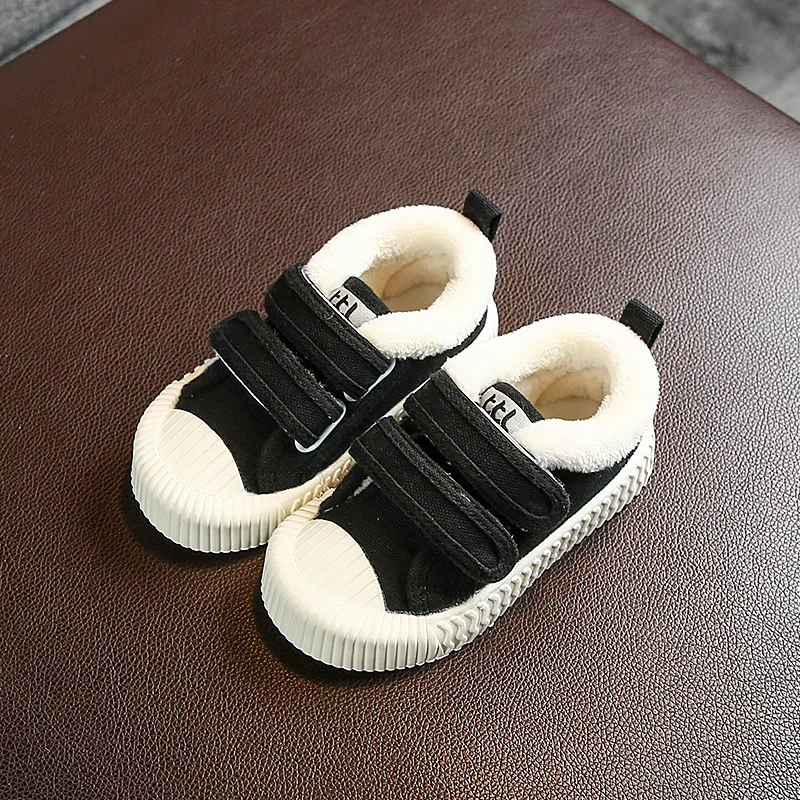 Winter Infant Toddler Plush Canvas Boots Kids Cotton Shoes Baby Girls Boys Snow Boots Warm Outdoor Non-slip Child Boots