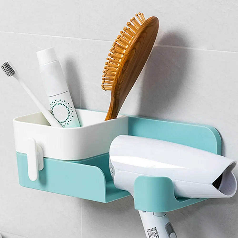 

Bathroom Adhesive Free-punch Suction Rack Shelf Wall Hanging Mounted Type Storage Rack Organizer for Hair Dryer Toile
