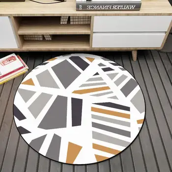 

Simple Geometric Area Rugs Round Carpet Living Room Bedroom Decoration 2.4 ft