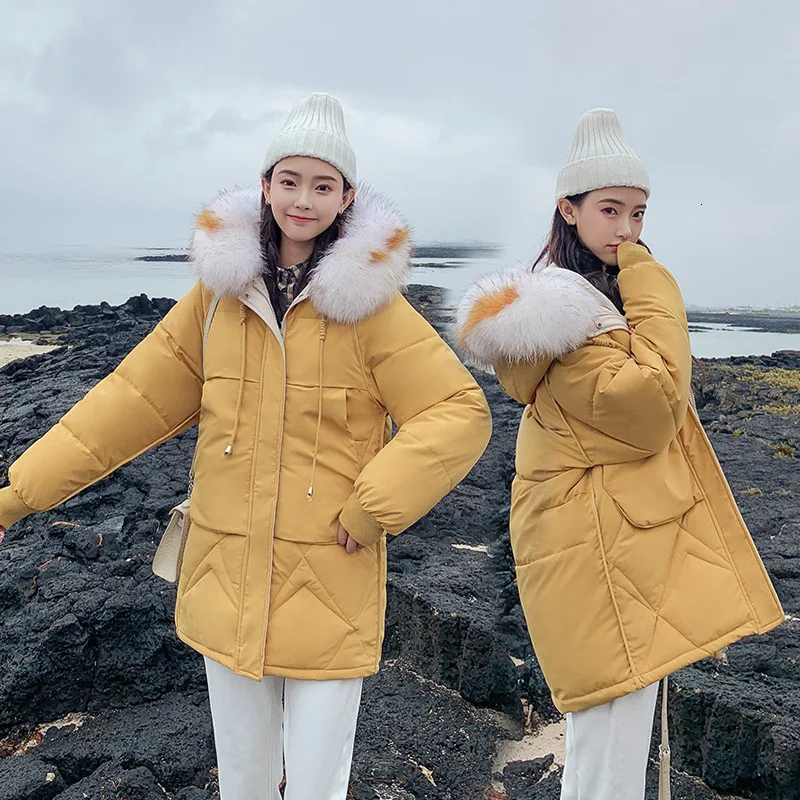 ##BUY Yocalor Winter Jacket Women Ukraine Parka Thickening Down Cotton Padded Female Coat Long Big Fur Collar Hooded Jacket Outwear