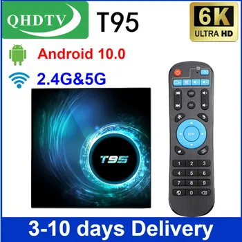 

6K Authentic QHDTV Android 10 T95 H616 Quad Core Netflix Media player QHDTV code 1 year Android smart tv Set top box PK H96 MAX