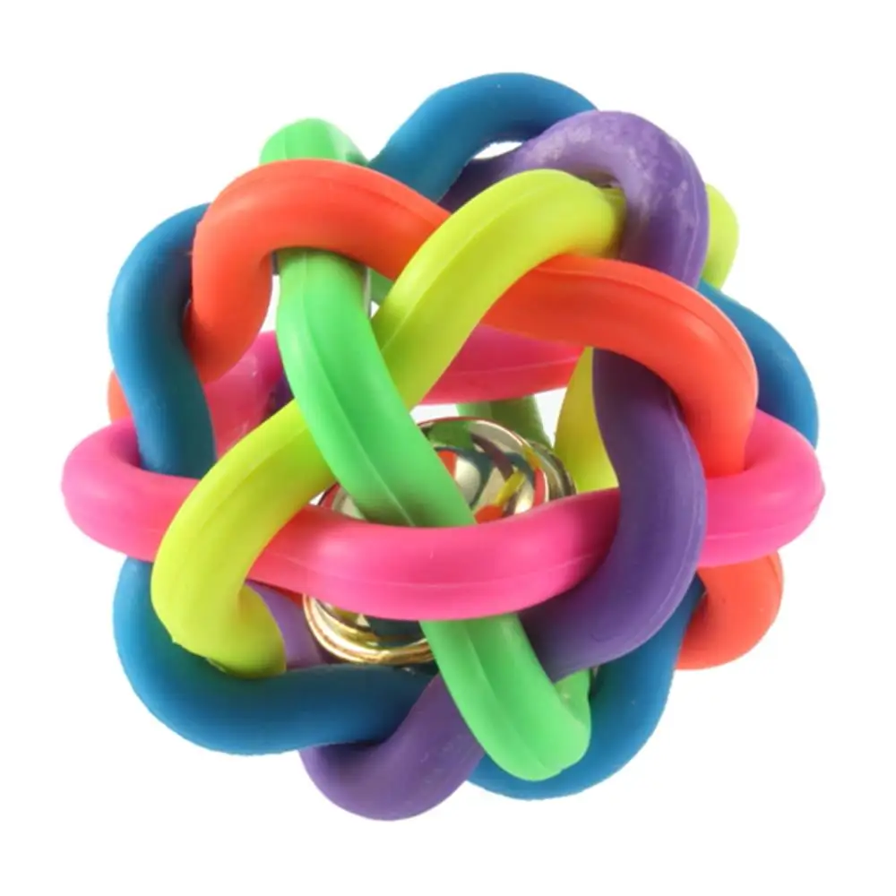 1pcs Pet Dog Cat Toy Colorful Rubber Round Ball with Small Bell Toy Hot Worldwidediscount