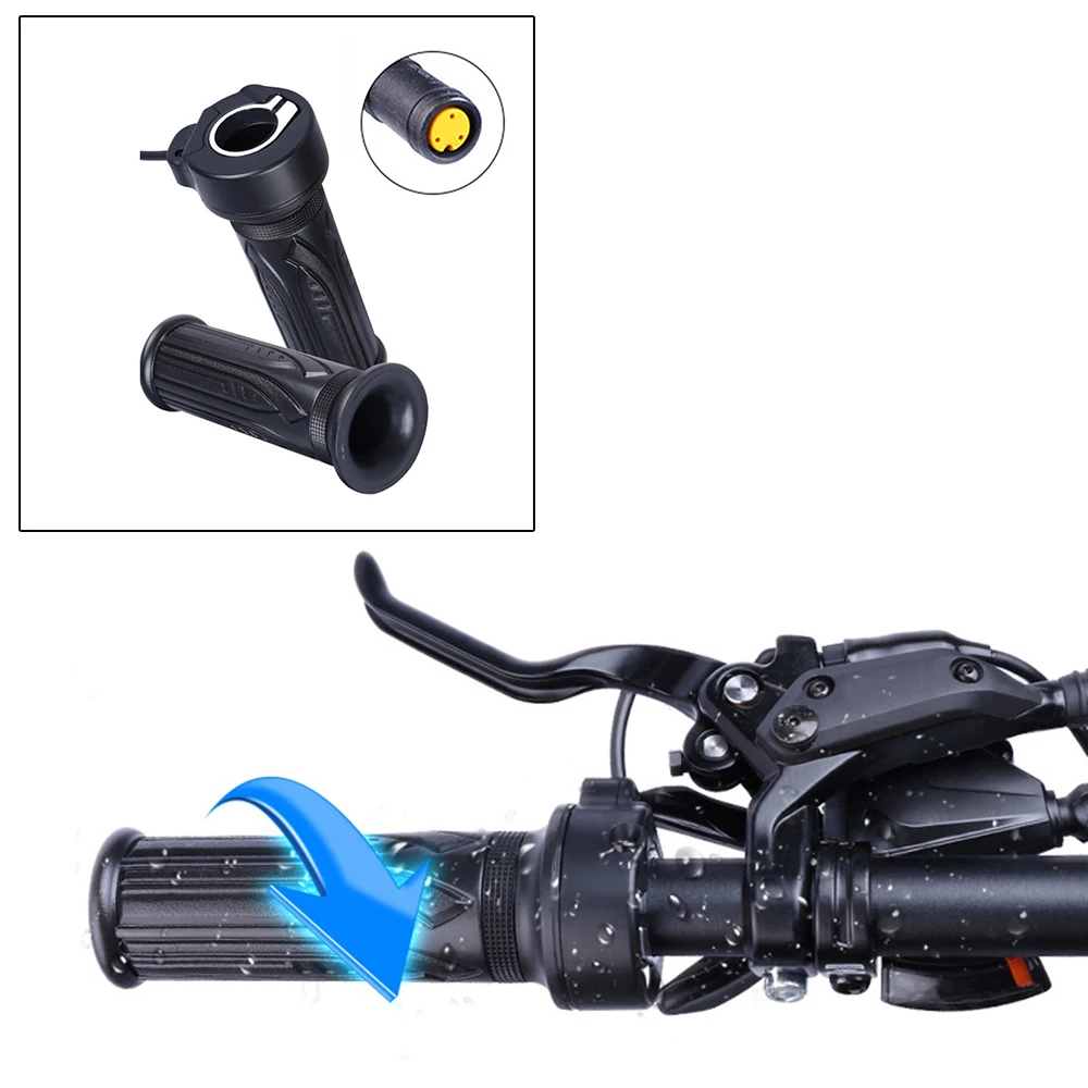 

Black Throttle Rubber Left right Aluminum Handlebar Grip Electric Bike