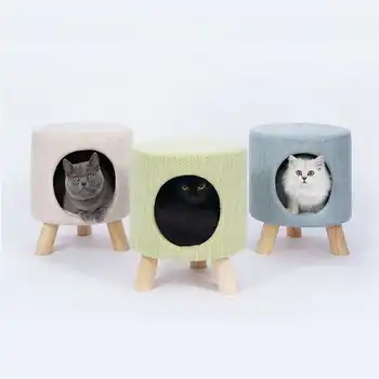 

New Infant Cat House Bed Stool Nest Multifunction Cat Tent House Hideaway Doggy Stool Kennel Cat Supplies Pet Nest 3 Colors 32x3