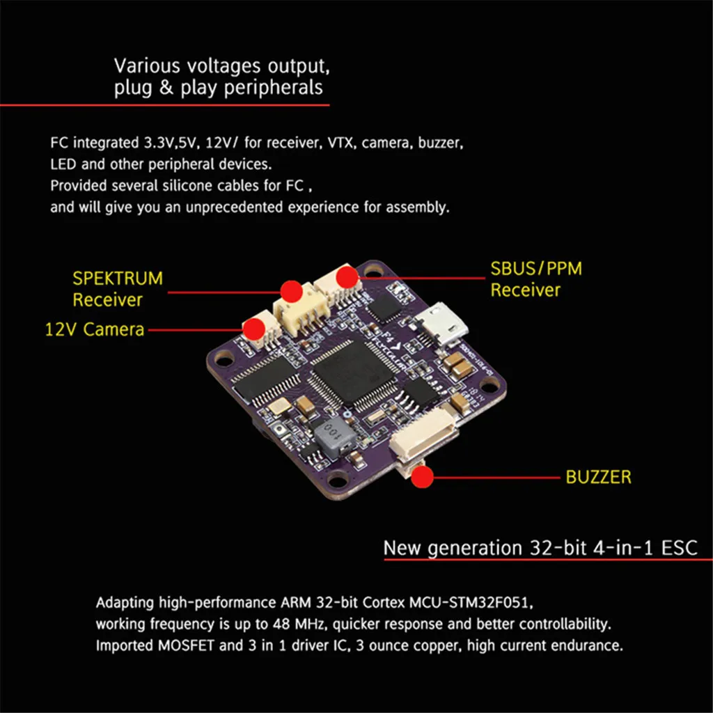 Flycolor X-Tower F4 40A 3-6S Контроллер полета BL_32 ESC для FPV гоночного дрона