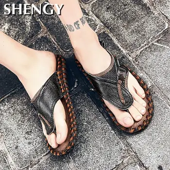 

2020SHENGY Men's Slippers Summer Men Shoes Comfortable Beach Sandals Shoes For Men Casual Shoes Zapatillas Fashion Sandals Lazy