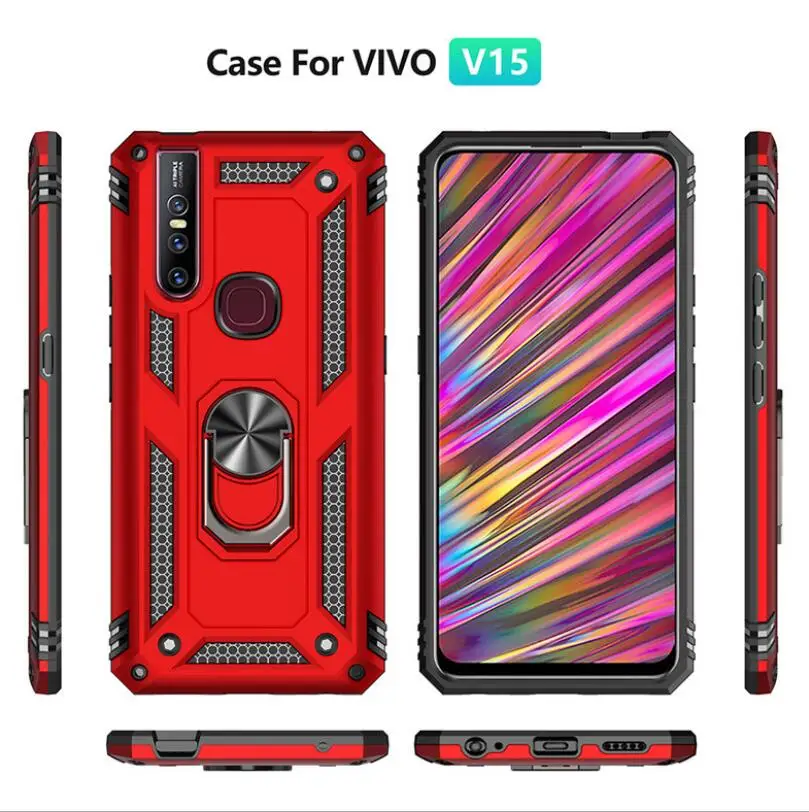 

Sergeant anti-fall armor mobile phone shell car magnetic FOR:VIVO V15 V15pro ring bracket protective cover phone case