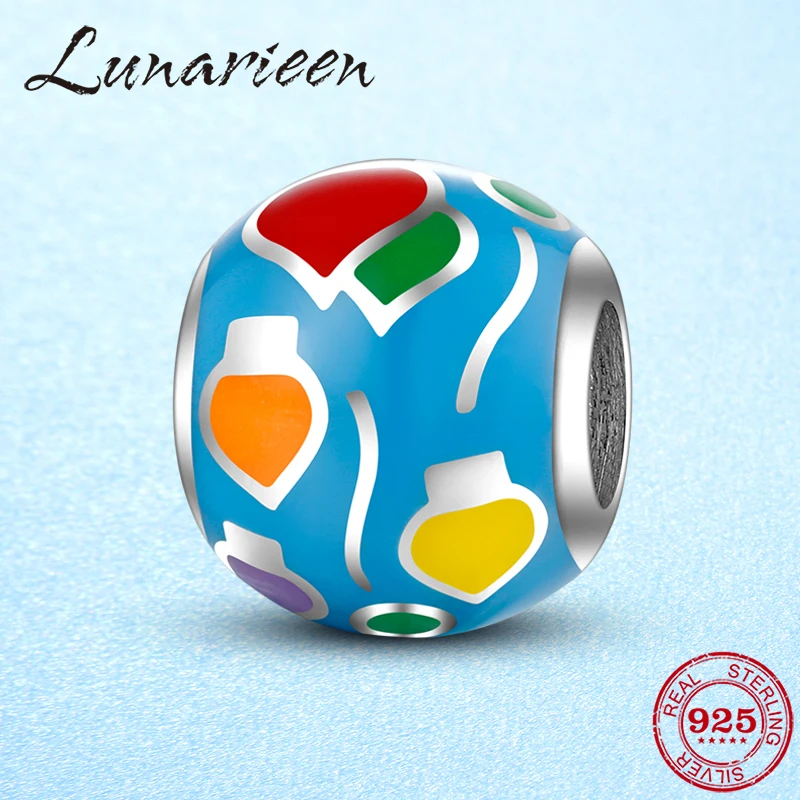 

Colorful enamel crafts 925 Sterling Silver Charm Beautiful pattern Beads Jewelry Making Fit Original Pandora Charms Bracelets