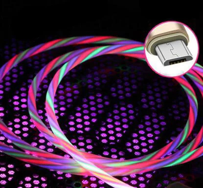 Автомобильный светодиодный светящийся зарядный кабель USB type C/Micro для Toyota Corolla Camry Prado Yaris Hilux Prius Land Cruiser - Цвет: For Micro Colorful