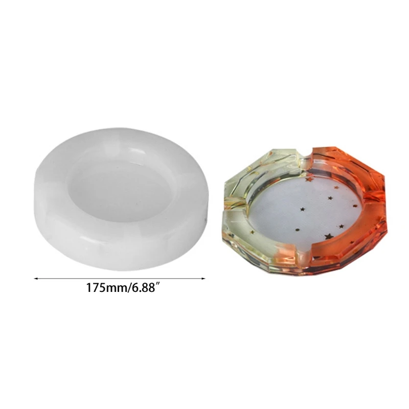 

3 Pack Ashtray Resin Molds with 3 Pack Shinny Foil Flakes 20 Pcs Wood Sticks and Finger Cots for DIY Ashtray Making