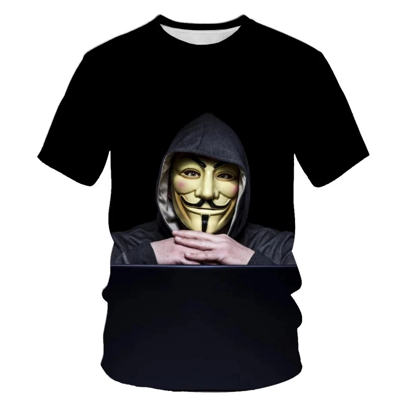 

V word vendetta men's 3D printed men's T-shirt clown face casual O-collar men's clown T-shirt for men hip-hop clothing