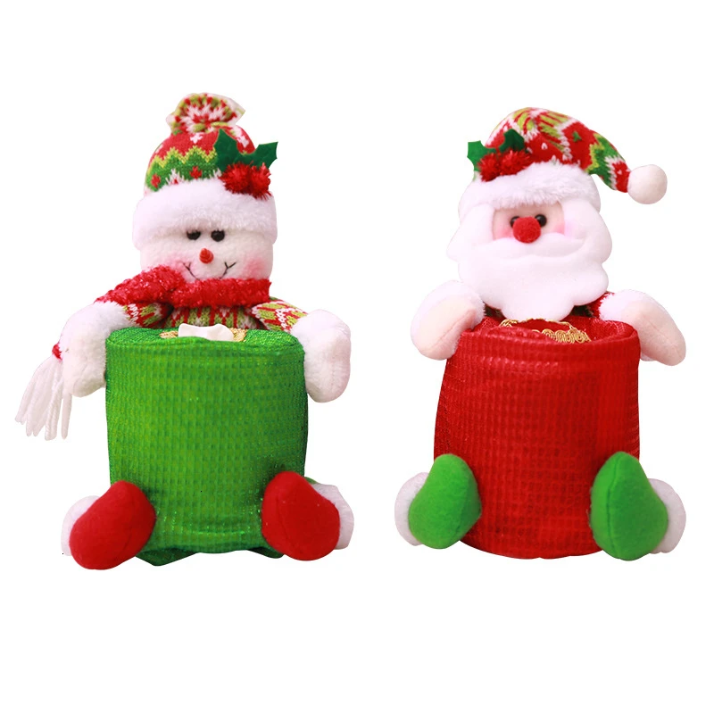 

2020 New Year Tissue Box Decoration Santa Snowman Tissue Holder Christmas Bag Family Party Table Candy Bag Christmas Tree Charm