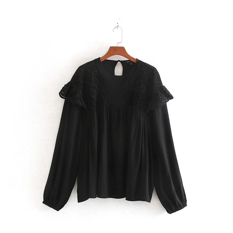 Blusa elegante para mujer camisa de encaje negro otoño 2019 nueva moda de manga larga estilo blusas modernas para mujer jerseys sueltos|Blusas y camisas| - AliExpress