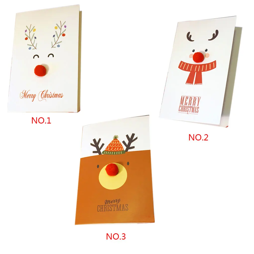 Unique Merry Xmas 3D Cartoon Animal Card Happy New Year Christmas Card Postcard Holiday Children Gift Cards
