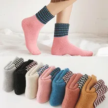 Зимние забавные носки унисекс для взрослых и женщин; толстые теплые носки в полоску; плотные носки без пятки; повседневные носки; W1128