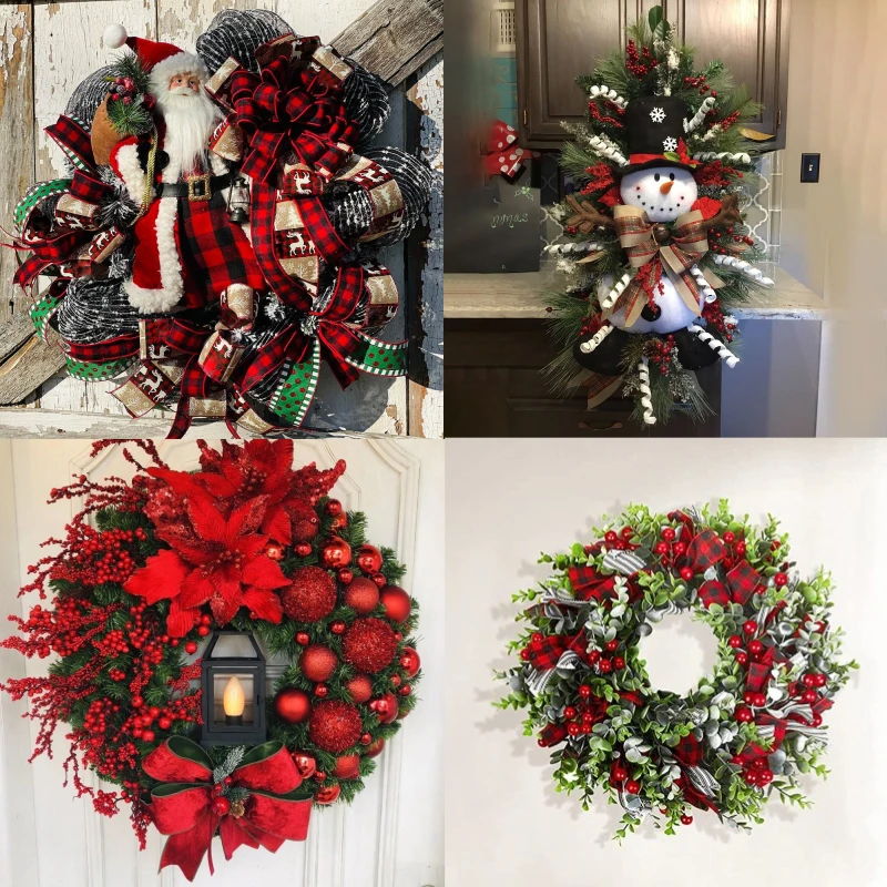 Merry Christmas 2022 Wreath Winter Merry Christmas Wreath Santa Claus Snowman Flower Decorations For  Home Gifts New Year 2022 Natal Navidad Новый Год|Pendant & Drop Ornaments|  - Aliexpress