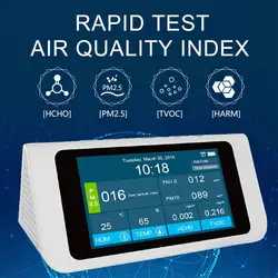 PM2.5/PM10/PM1.0/TVOC/тестер формальдегида AQI анализатор качества воздуха детектор Контроль температуры и влажности счетчик смога с будильником