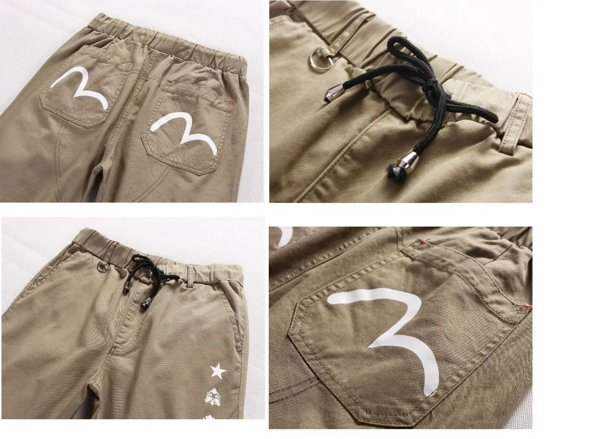 Evisu повседневные мужские дышащие высококачественные повседневные штаны теплые мужские брендовые хлопковые прямые с принтом сохраняющие тепло мужские брюки