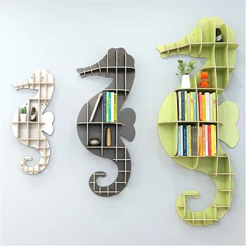 

[HHT] Nordic Hippocampus Wall-mounted Rack Storage Shelf Bookshelf Living Room Shop Background Wall Decorations Shelves