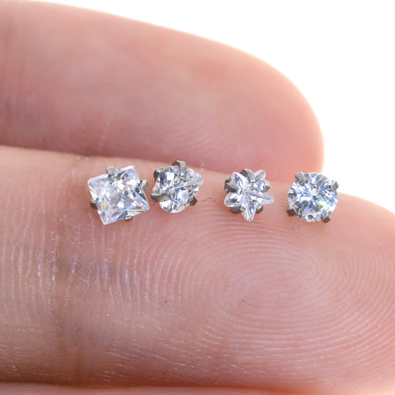 Piercing Jewelry 10Pcs 16G Zircon Top for Lip Stud Ear Piercing