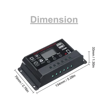 

10/20/30/40/50/60A Solar Charge Controller 12/24V Large LCD Display Adjustable Auto Solar Controllers Full 4-stage PWM Charge