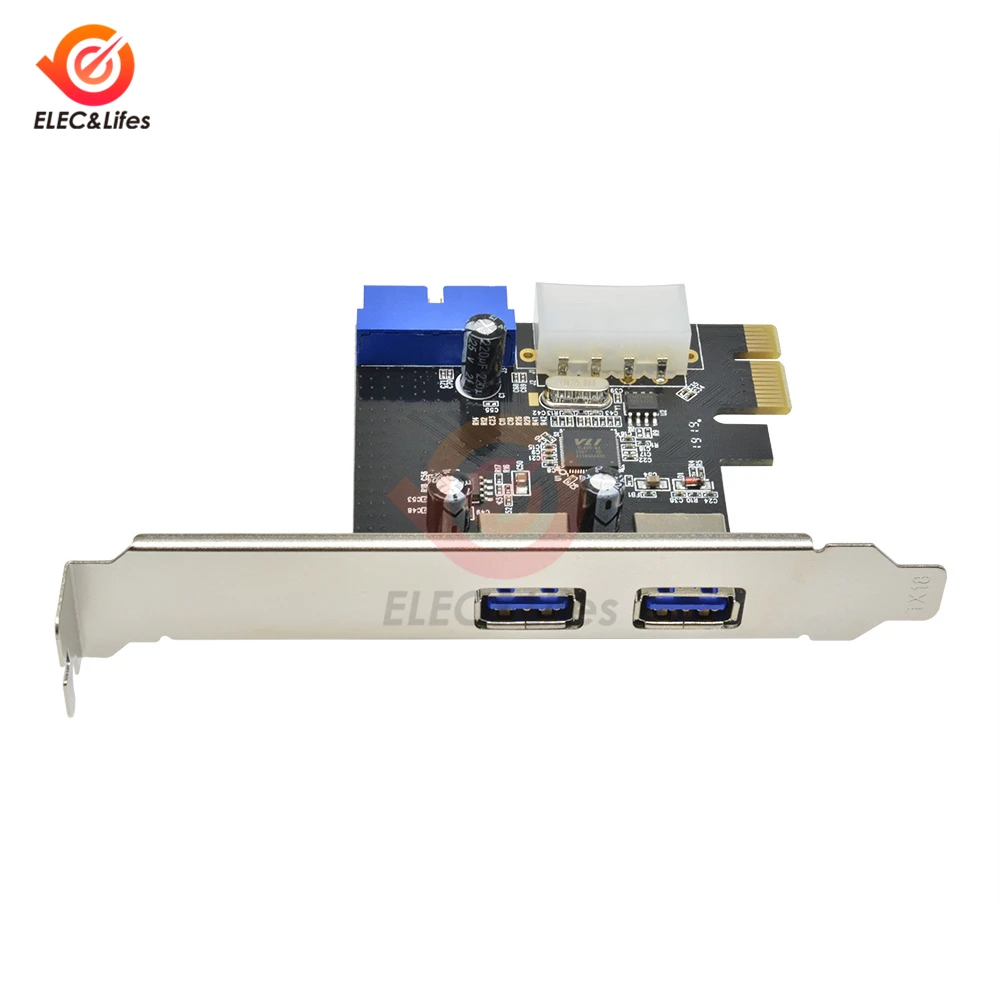 USB 3,0 PCI-E Плата расширения адаптер внешний 2 порта USB3.0 концентратор внутренний 19pin разъем PCI Express карта 4pin IDE разъем питания