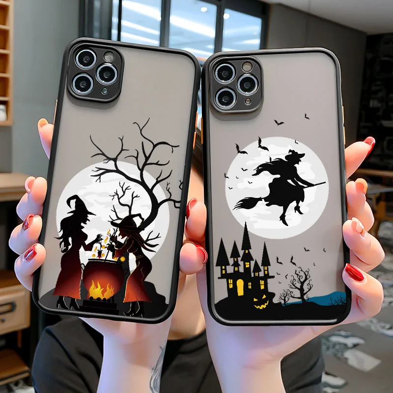 Hexe Reiten Besen Kamera Schutz Telefon Fällen Für iPhone XR XS X 16 15 14 11 13 12 Pro max 8 7 Plus SE Stoßfest Zurück Abdeckung
