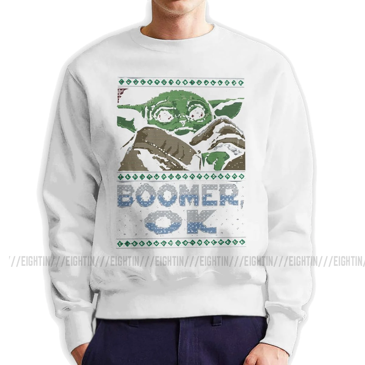 Boomer Ok Baby Yoda, мужские пуловеры, хлопковая толстовка, мандалорские Звездные войны, чайки, джедай, Фетт, одежда, Новое поступление, толстовки - Цвет: Белый