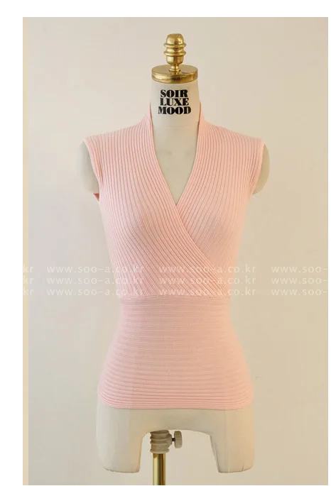 Atacado de roupas femininas женский свитер Ночной клуб жилет трикотажные топы с глубоким v-образным вырезом трикотажный джемпер без рукавов T5409