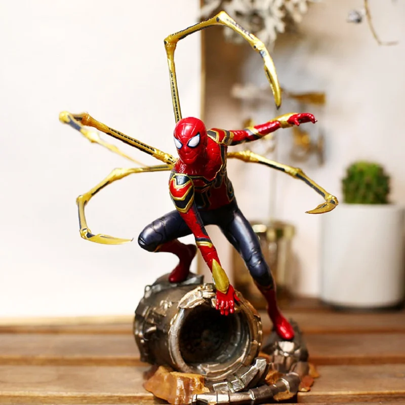 

Marvel Avengers Infinity War Iron Spiderman Two Spider spears Battle stance PVC Statue Figure Collectible Model Toy