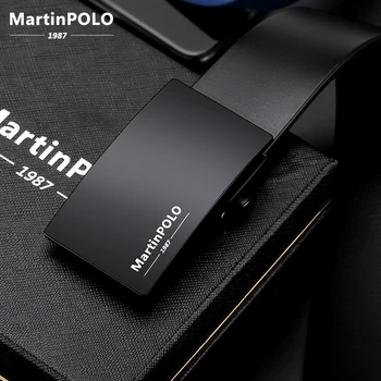 

MartinPOLO Genuine Leather Strap Belts for Men Top Quality Belt Automatic Buckle Black Belts Luxury Brand ceinture homme MP01701