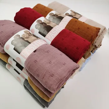 

Luxuey pom pom cotton soft hijab scarf women long shawl wrap muslim headband maxi islamic Sjaal 180*90cm 10pc/lot
