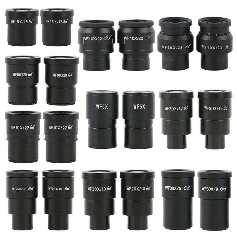 Details about   2PCS WF5X/10X/15X/20X Wide Angle Eyepiece F Stereo Microscope W/Rubber Cup 