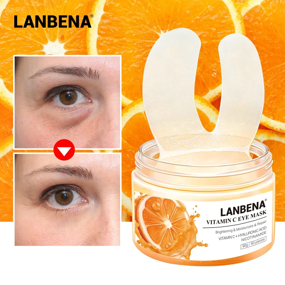 

LANBENA Vitamin C Eye Mask Eye Patches Remove Eye Bag Eye Lines Improve Dark Circle Firming Brighten Lifting Repair Serum 50PCS
