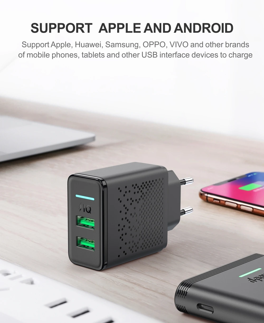 Dpower Dual USB зарядное устройство для телефона 5V 2.4A Быстрая зарядка для iPhone samsung Xiaomi huawei EU штепсельная вилка настенное зарядное устройство для телефона адаптер