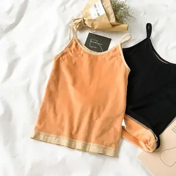 

Women Warm Round Neck Sleeveless Solid Thermal Casual Winter Tank Fashion Top Black/Nude