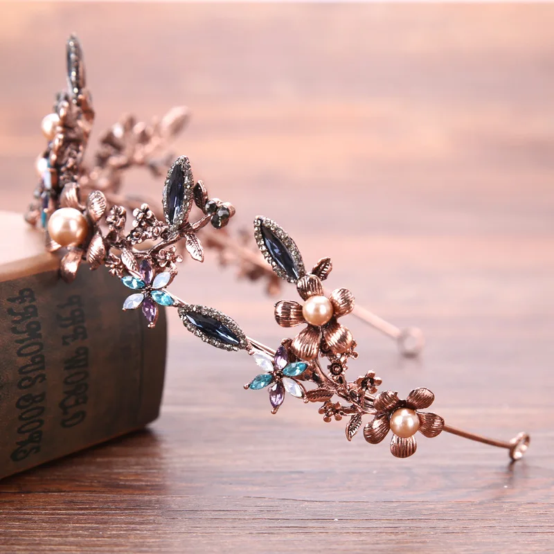 New Style Bride Headdress Color Baroque Retro Man-made Diamond Crown Wedding Accessories Crown Hair Ornament