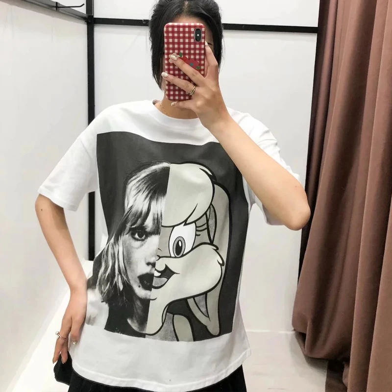 Tanie 2019 moda T Shirt O neck kobiety odzież drukuj klasyczny król lew regularne koszule graficzna koszula Streetwear mickey Cotton Tee